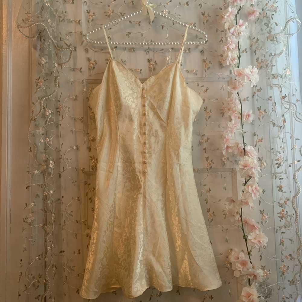 vintage gold label Victoria’s Secret butter yellow slip dress size M